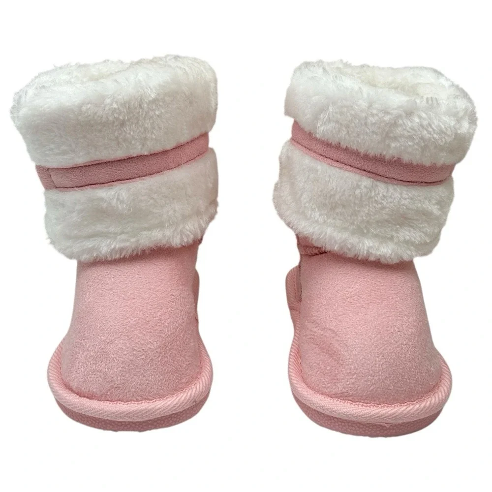 Bebe Toddler Girls Faux Fur Fashion Winter Boots Size 7 Pink-White‎ Lightweight